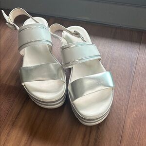 Women's Silver Platform Sandals - Nero giardini Strappy Slingback